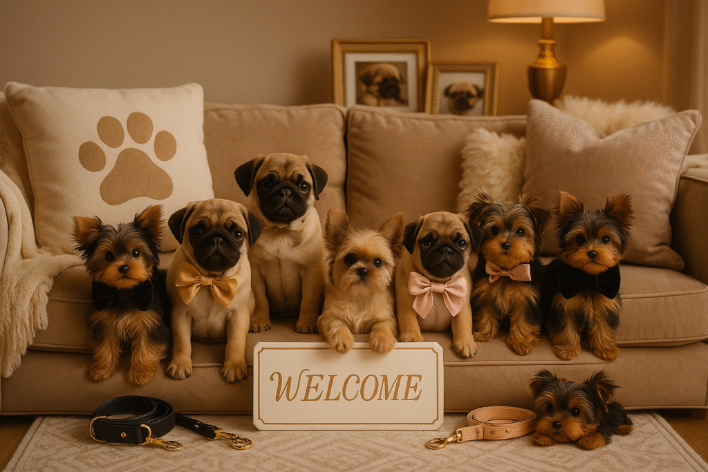 Petite pup by gates